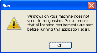 Not Genuine Warning